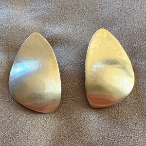 LAZULI Gold Tone Modernist Teardrop Earrings - Brushed Gold Studs